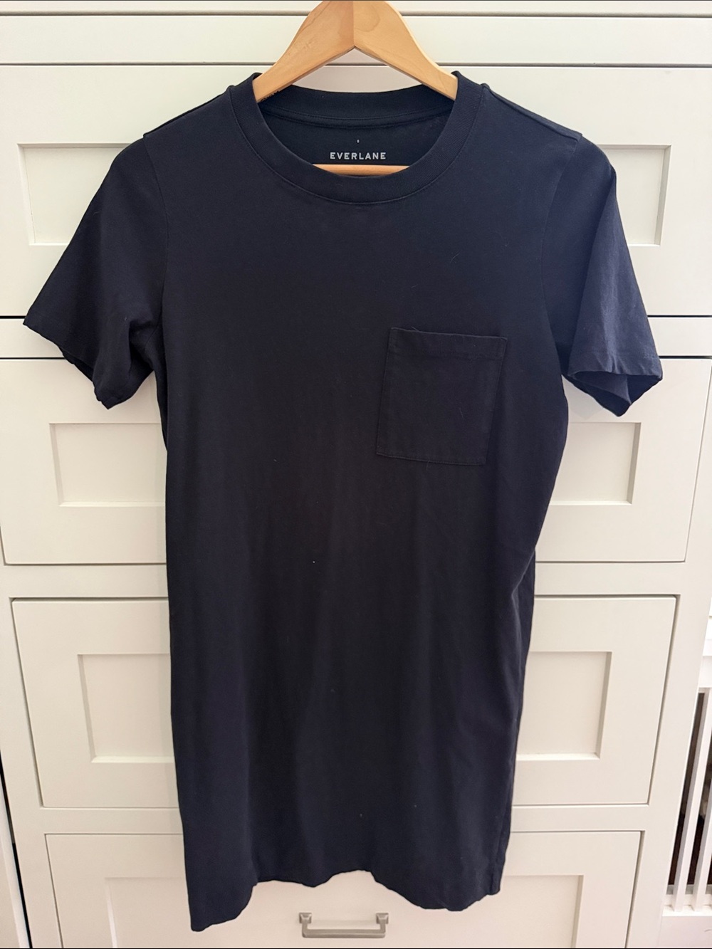 Everlane Black Short Sleeve Mini Dress with Chest Pocket
